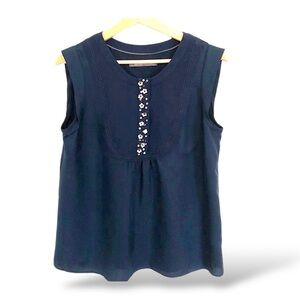 Boden Limited Edition Silk Sleeveless Sequin Embellished Blouse Top Navy